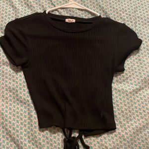 Black backless crop top